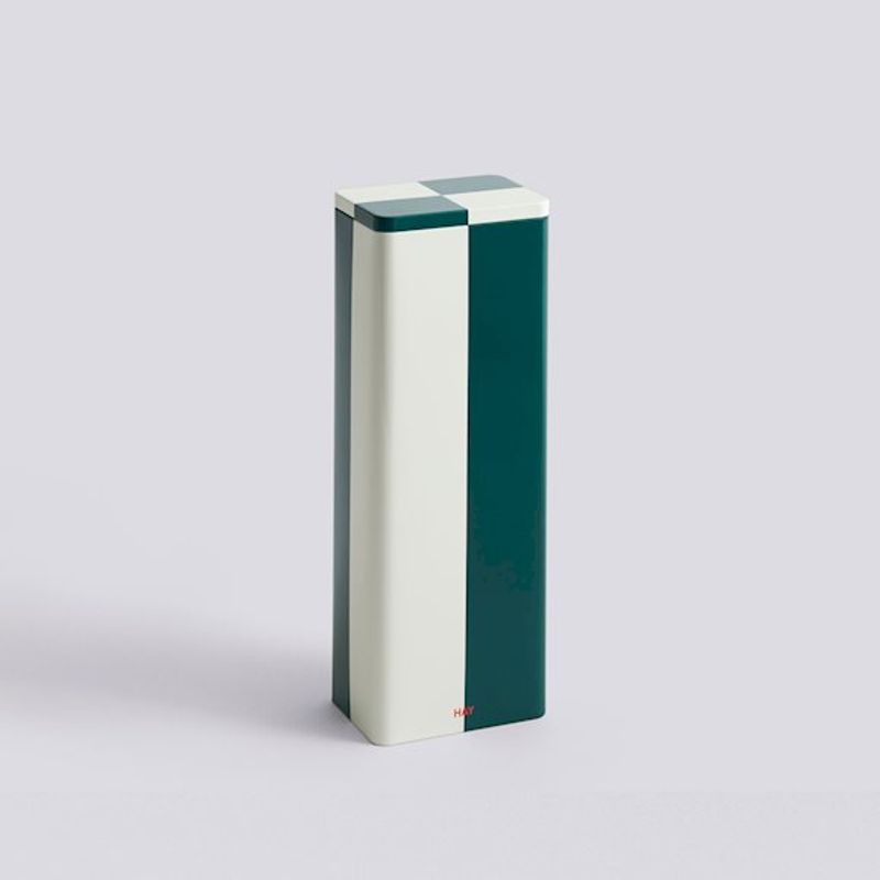 Tin Container Slim - Green And Off White