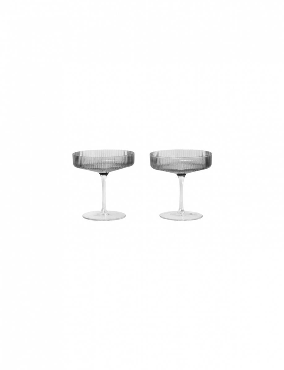 Ripple Champagne Saucers - Smoked (Set of 2)