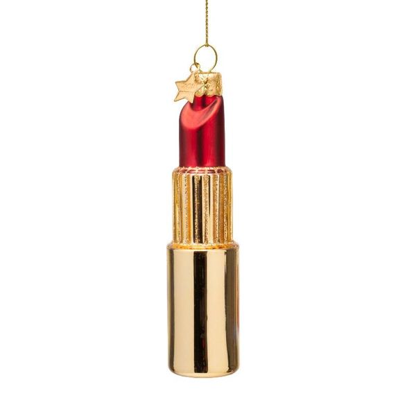 Hovedbilde Ornament glass shiny gold/ matt red pink lipstick ...