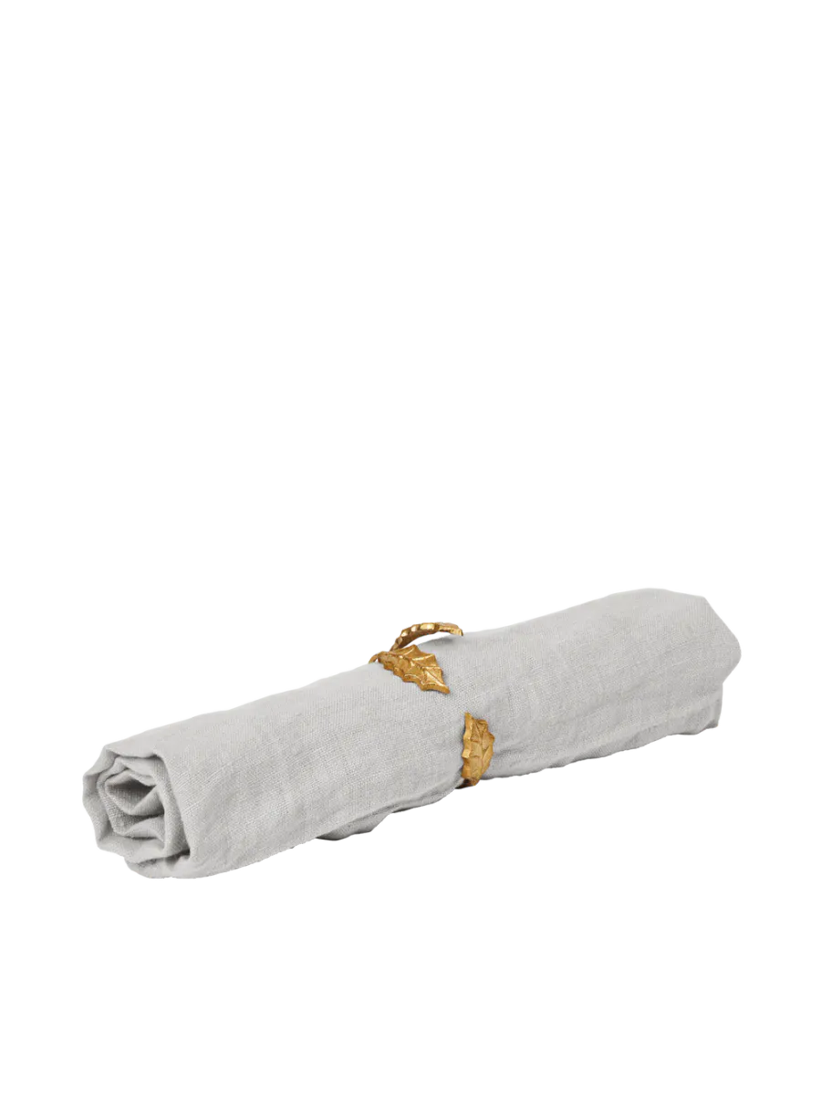 Holly Leaf Napkin Rings - Set of 4 - Brass