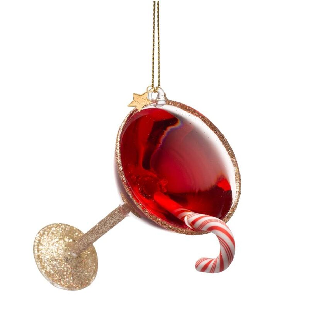 Ornament glass red christmas cocktail H10.5cm