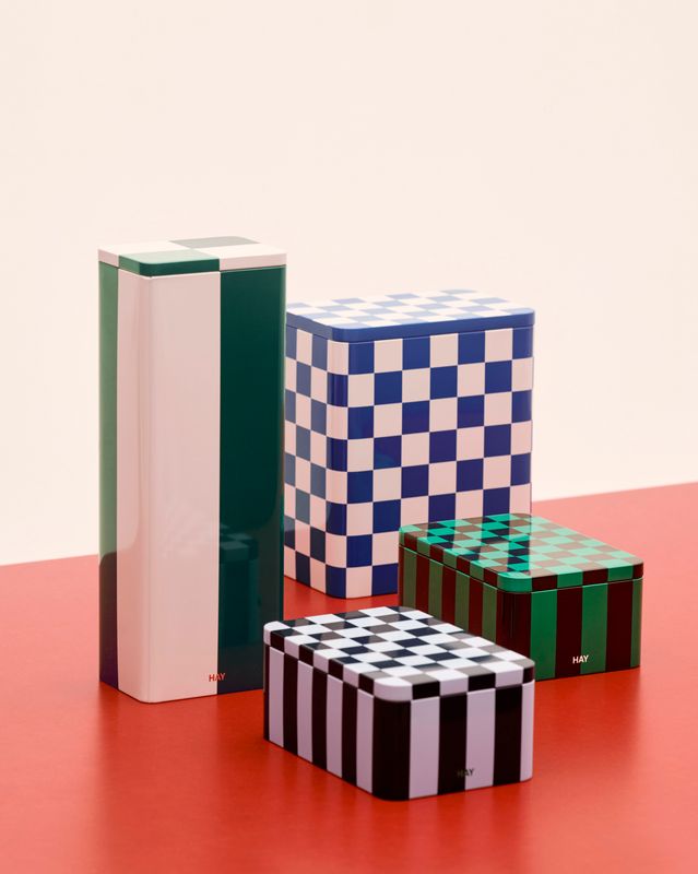 Tin Container Slim - Green And Off White