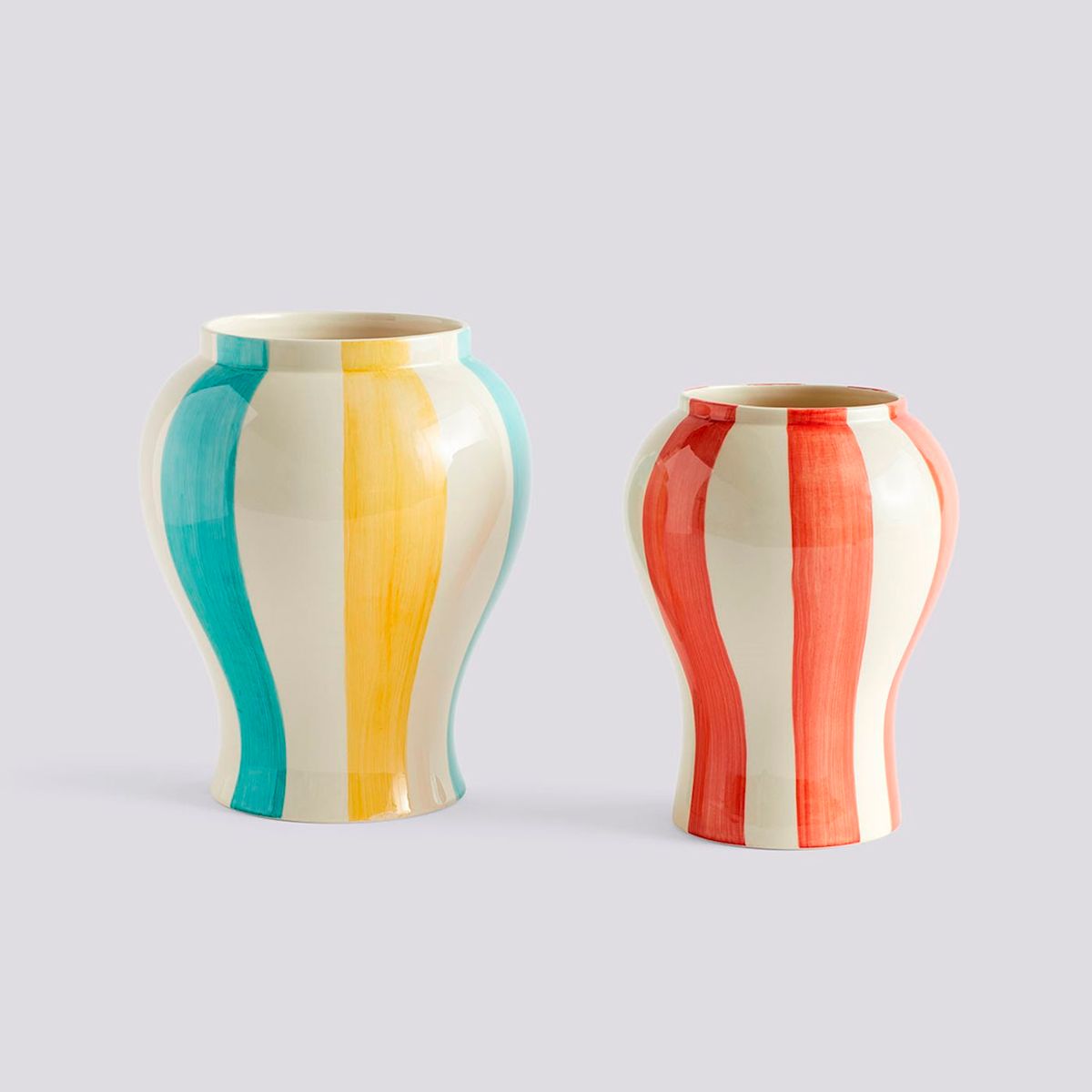 Sobremesa Stripe Vase Large Green and Yellow