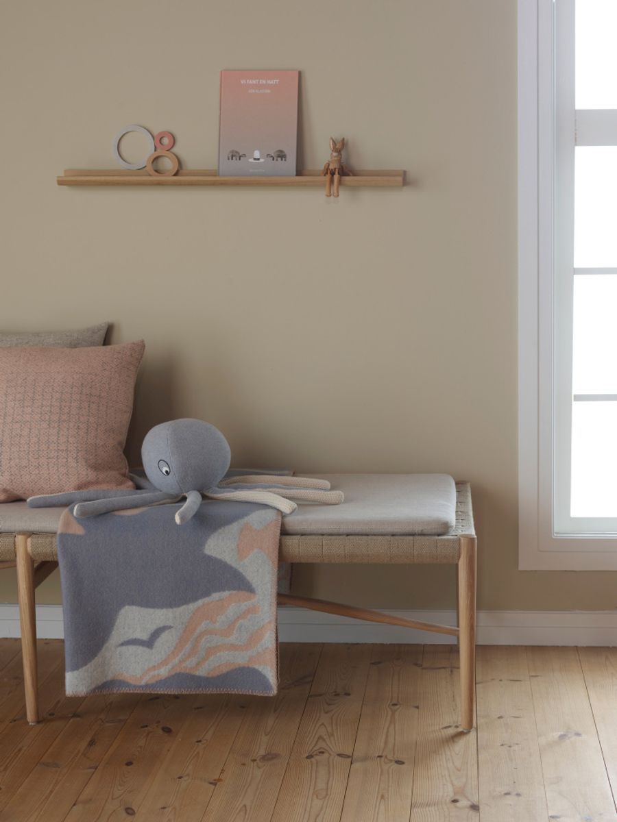 Fugl og Fisk Halvpledd ull 100x135 - Grey/Beige