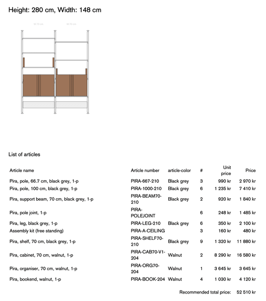 Hovedbilde Pira G2 Mørk grå/Valnøtt Takmontert UTSTILLING