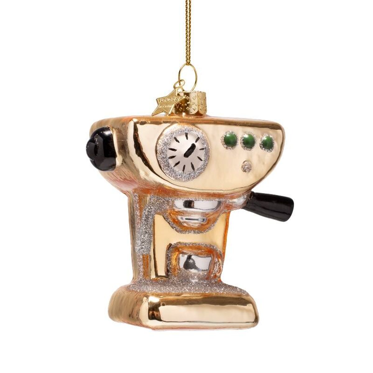 Ornament glass shiny gold coffee machine H9cm